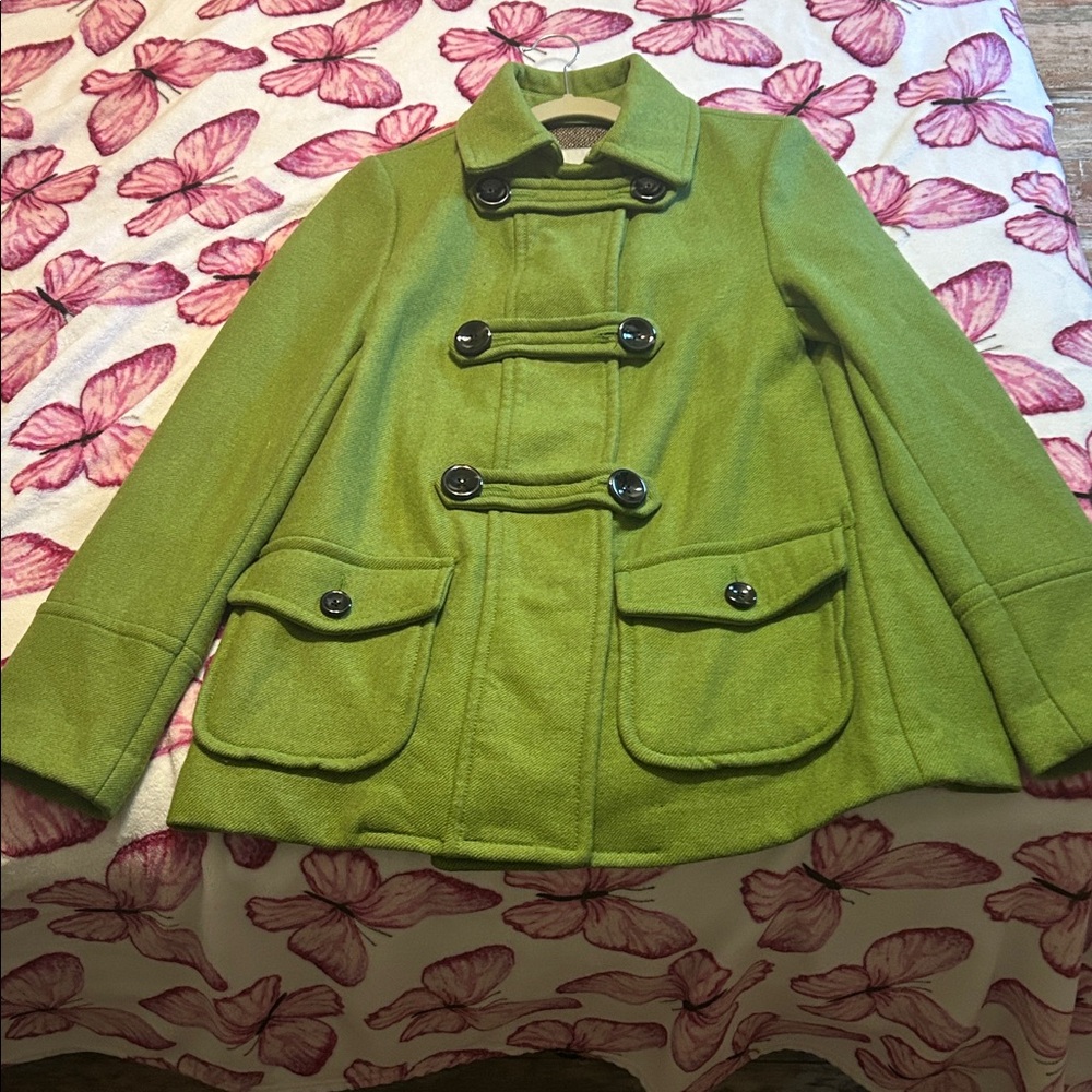 Old Navy Green and Black Textured Jacket Vintage Wool